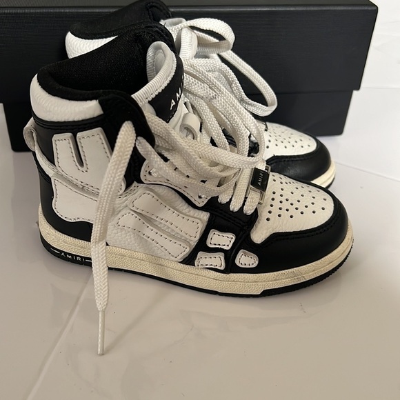 AMIRI Toddler High Top Genuine Leather Skull Bone Sneakers Size 9C - Picture 8 of 14